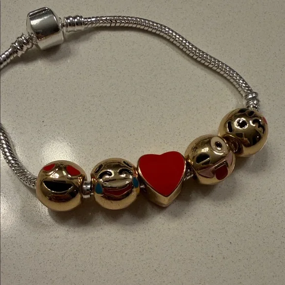 Gold and Silver Emoji Charm Bracelet - Picture 2 of 3